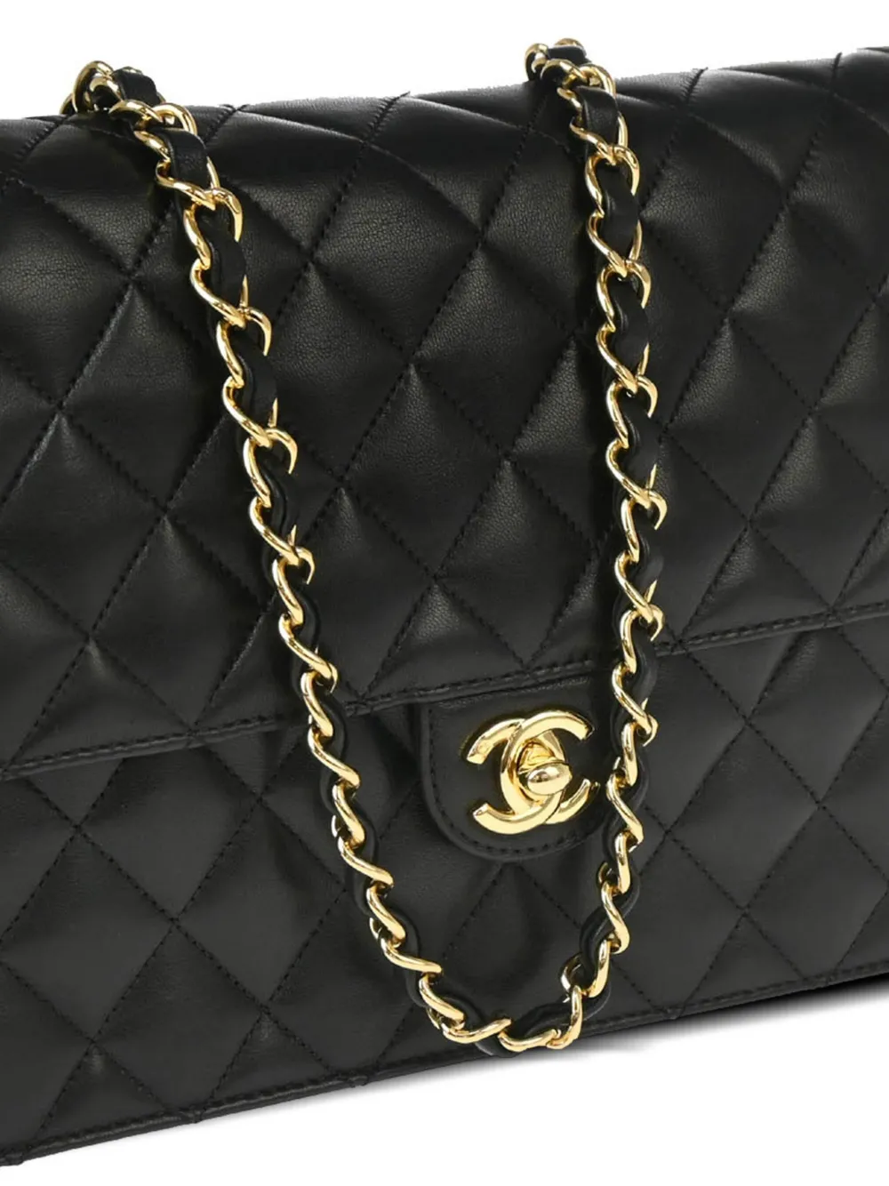 Pre-owned Chanel 2008 Medium Half Flap Shoulder Bag In Black
