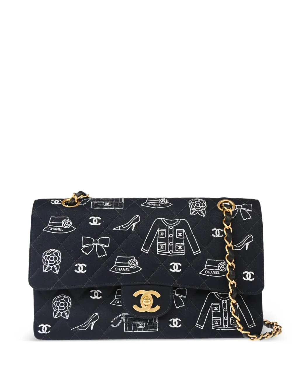 CHANEL Pre-Owned 2002 クラシック ダブルフラップ ショルダーバッグ M - ブルー CHANEL Pre-Owned 2002 クラシック ダブルフラップ ショルダーバッグ M - ブルー