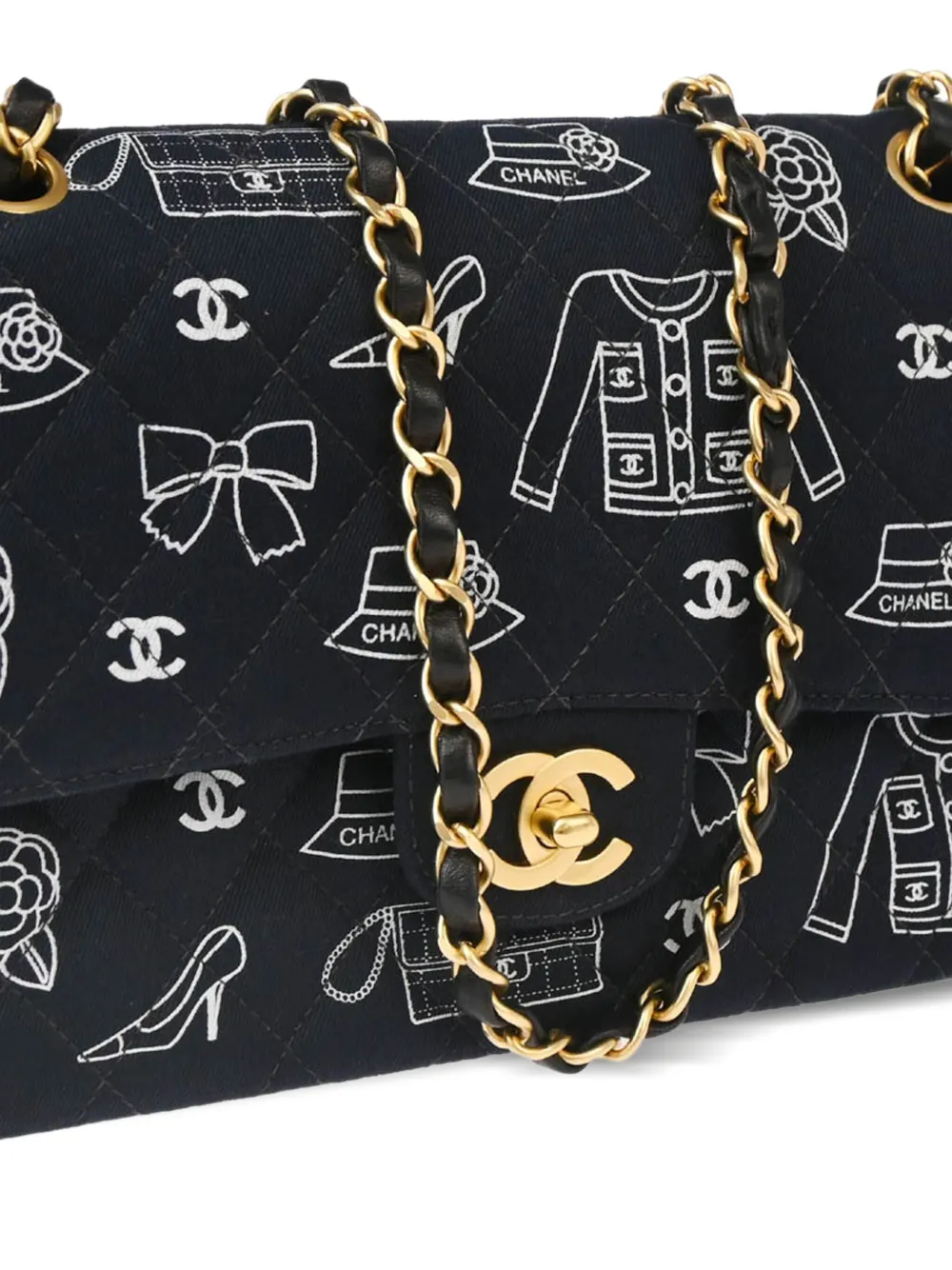 Pre-owned Chanel 2002 Medium Classic Double Flap Shoulder Bag In Blue