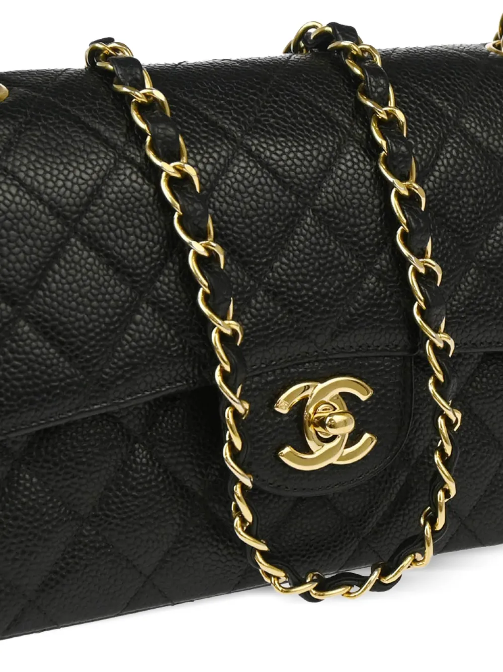 Pre-owned Chanel 2002 Small Classic Double Flap Shoulder Bag In Black