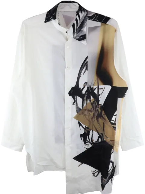Yohji Yamamoto camisa manga larga con estampado abstracto