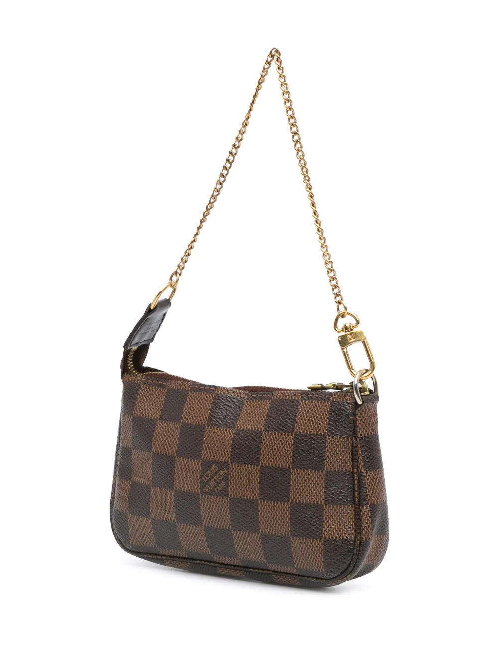 Pre-owned Louis Vuitton 2008 Damier Ebene Trunks And Bags Mini Pochette Accessoires Handbag In Brown