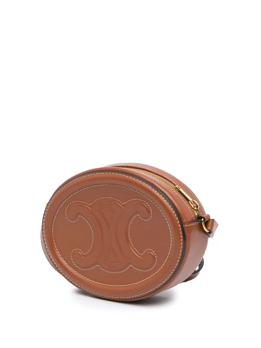 Céline Pre-Owned 2021 Small Calfskin Cuir Triomphe Oval crossbody bag - Bruin