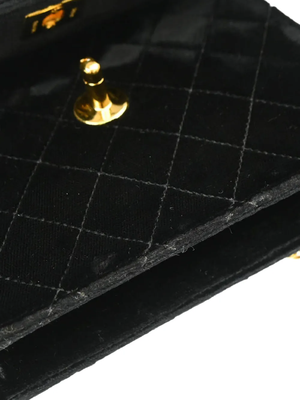 Pre-owned Chanel 1997 Cc Turn-lock Velvet Shoulder Bag In Black
