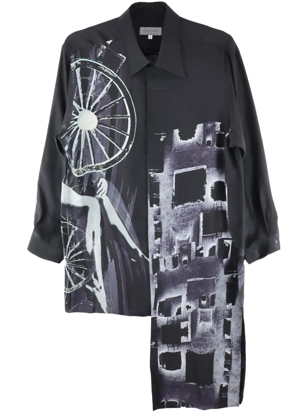 Yohji Yamamoto graphic-print overshirt | Black | Image 1