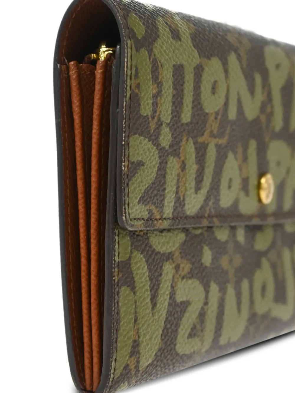 Pre-owned Louis Vuitton 2001 Graffiti Sarah Wallet In Brown