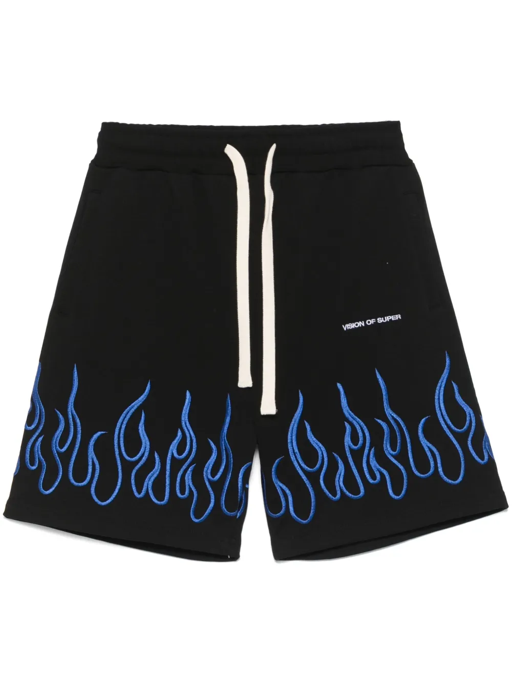 flame-embroidered shorts