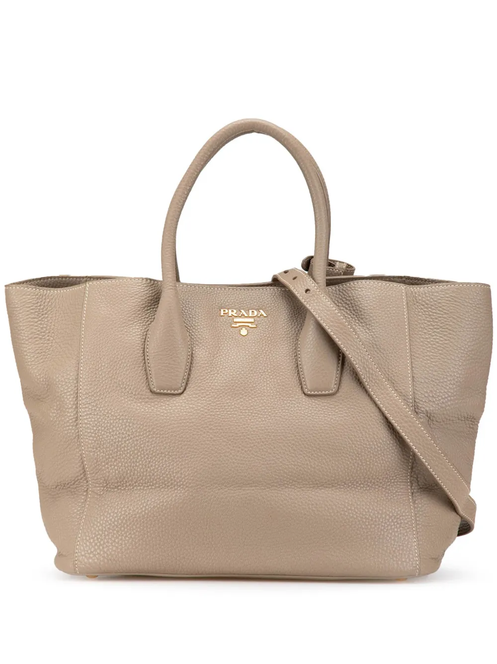Prada Pre-Owned 2010-2024 Vitello Daino Open Convertible Tote satchel | Brown | Image 1