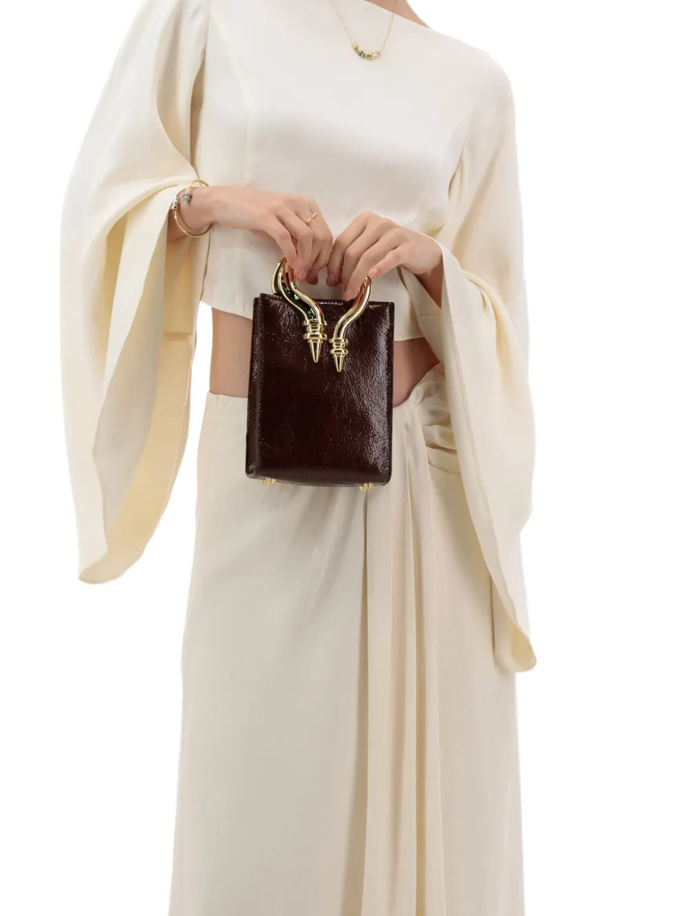 Okhtein Mini Malleable Sculpted-handle Tote Bag In Brown