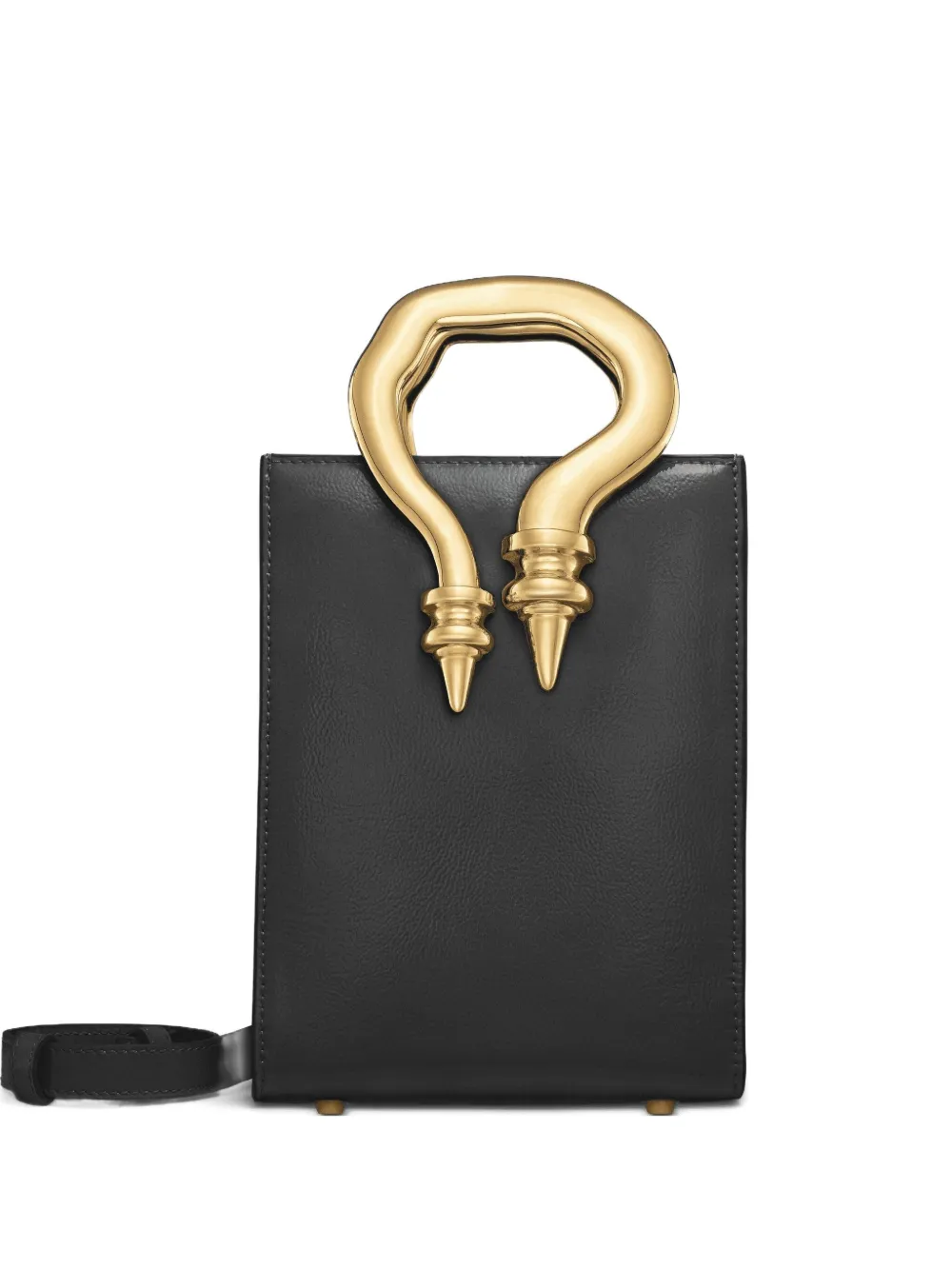 OKHTEIN mini patent leather sculpted-handle tote bag | Black | Image 1
