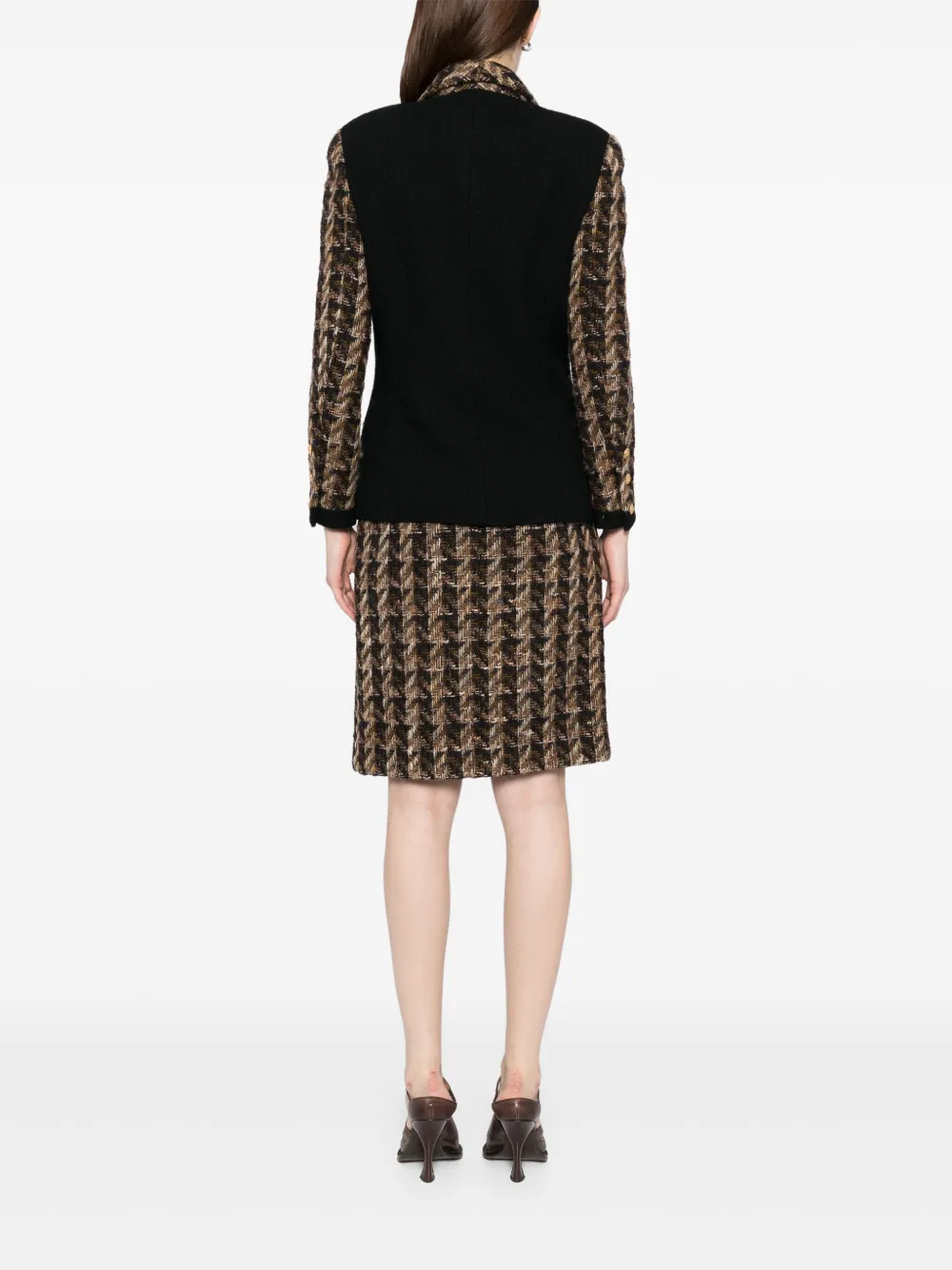 Pre-owned Chanel 1990-2000s Setup Suit Jacket Skirt In Brown