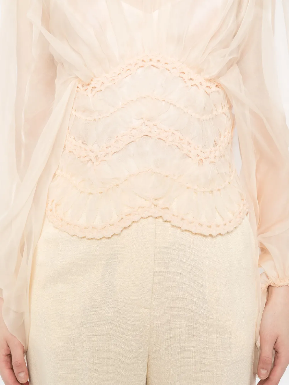 ZIMMERMANN Illuminate macrame blouse Beige