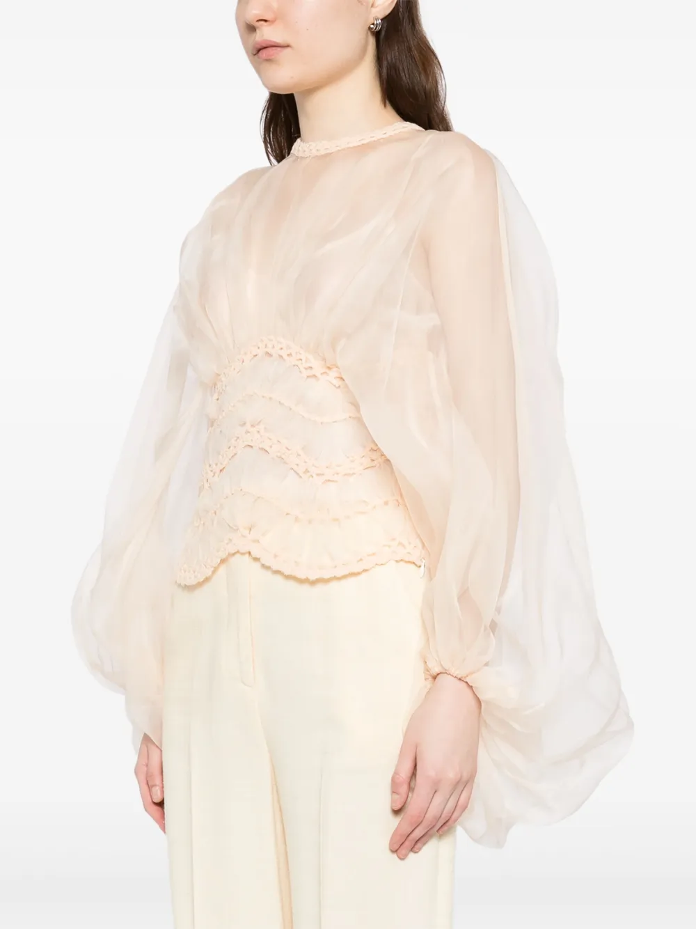 ZIMMERMANN Illuminate macrame blouse Beige