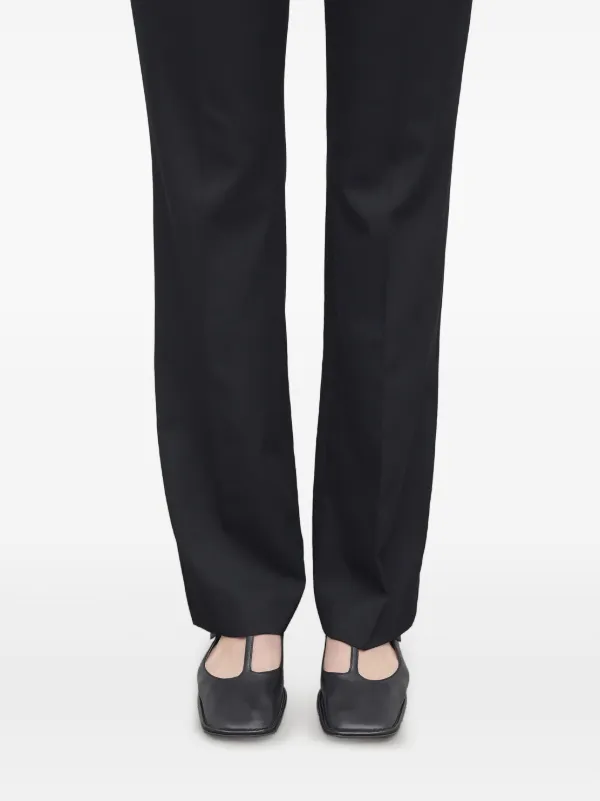 THE ROW ストラップ付きブラックバレエシューズ THE ROW】Elastic Ballet Slipper レザー バレエシューズ (The