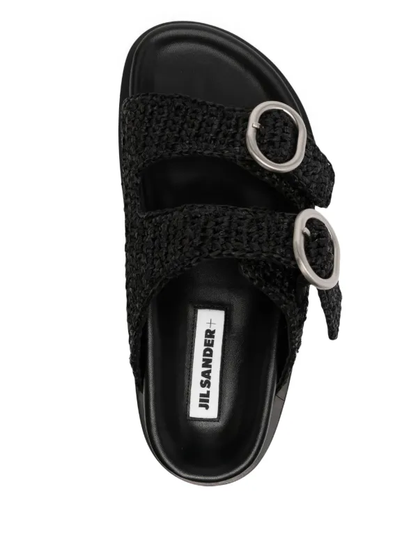 Jil Sander ラフィア サンダル | ブラック | FARFETCH JP