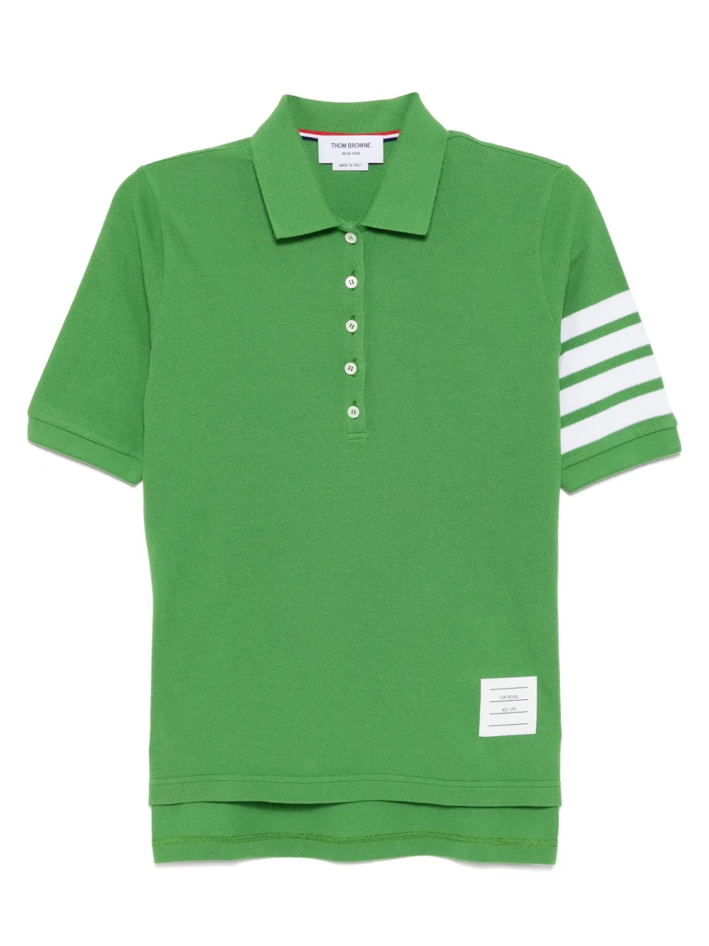 Thom Browne Classic Pique 4 Bar polotop met korte mouwen Groen