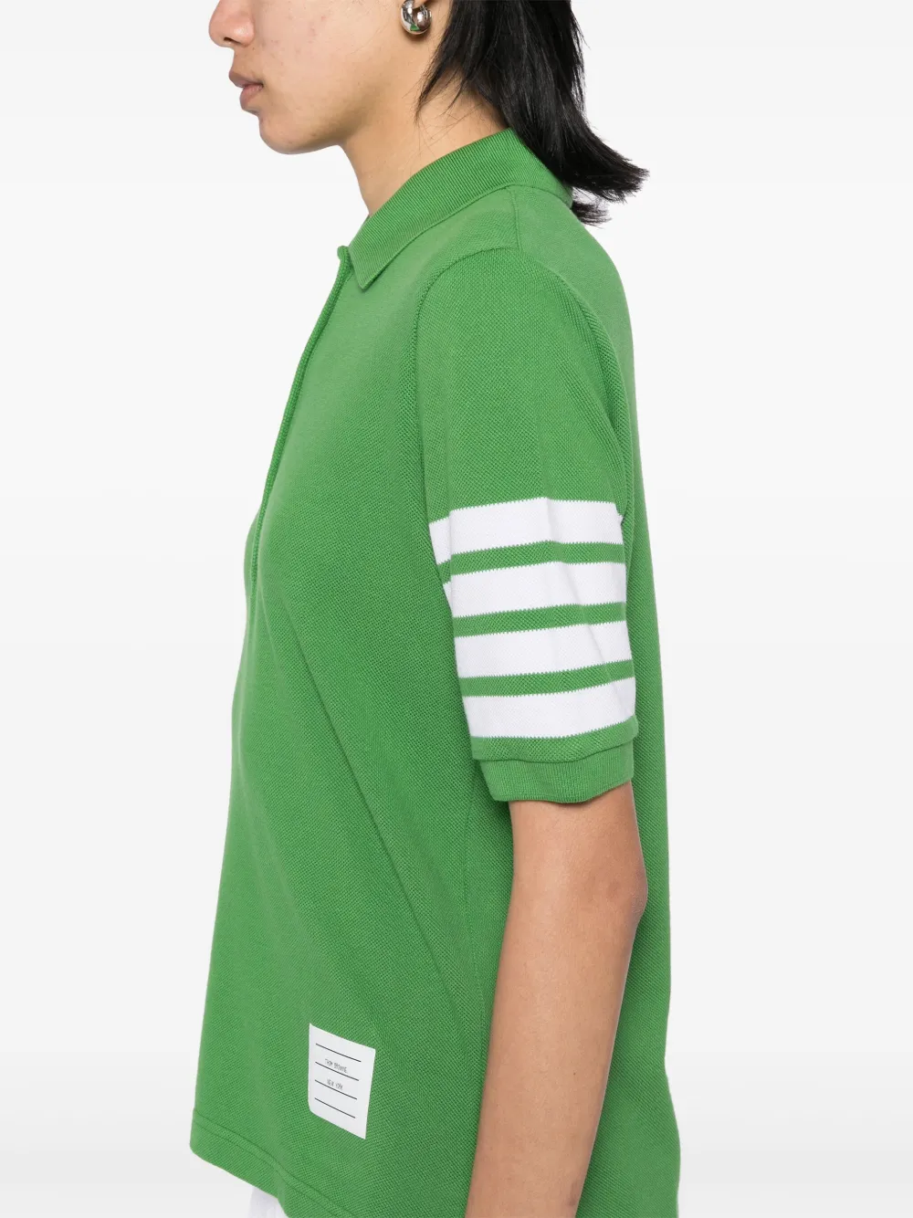 Thom Browne Classic Pique 4 Bar polotop met korte mouwen Groen