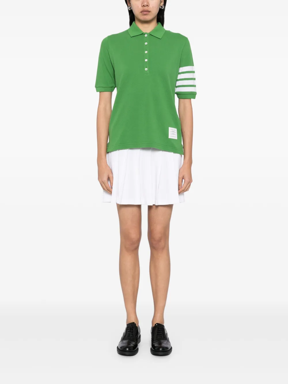 Thom Browne Classic Pique 4 Bar polotop met korte mouwen Groen