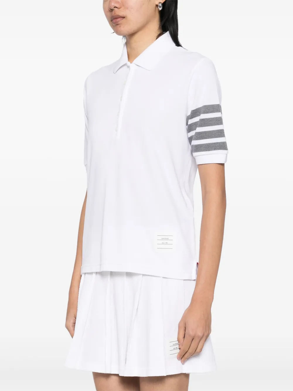Thom Browne Classic Pique 4 Bar polotop met korte mouwen Wit