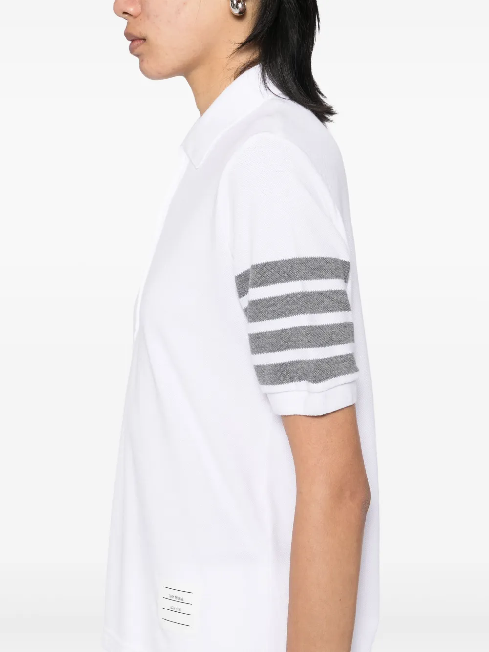 Thom Browne Classic Pique 4 Bar polotop met korte mouwen Wit
