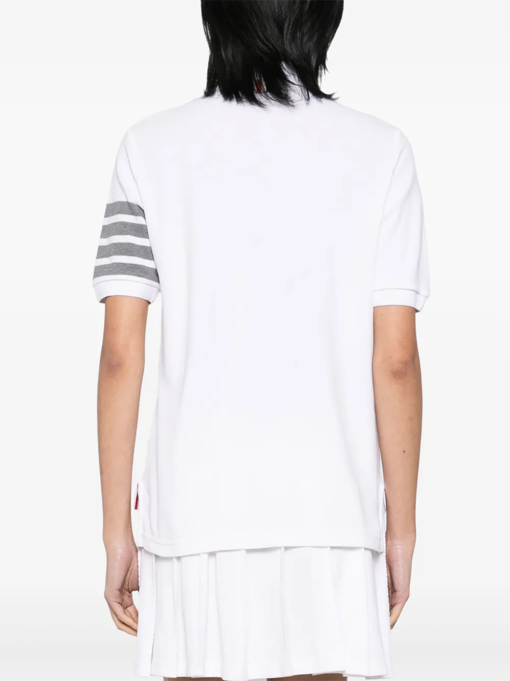Thom Browne Classic Pique 4 Bar polotop met korte mouwen Wit