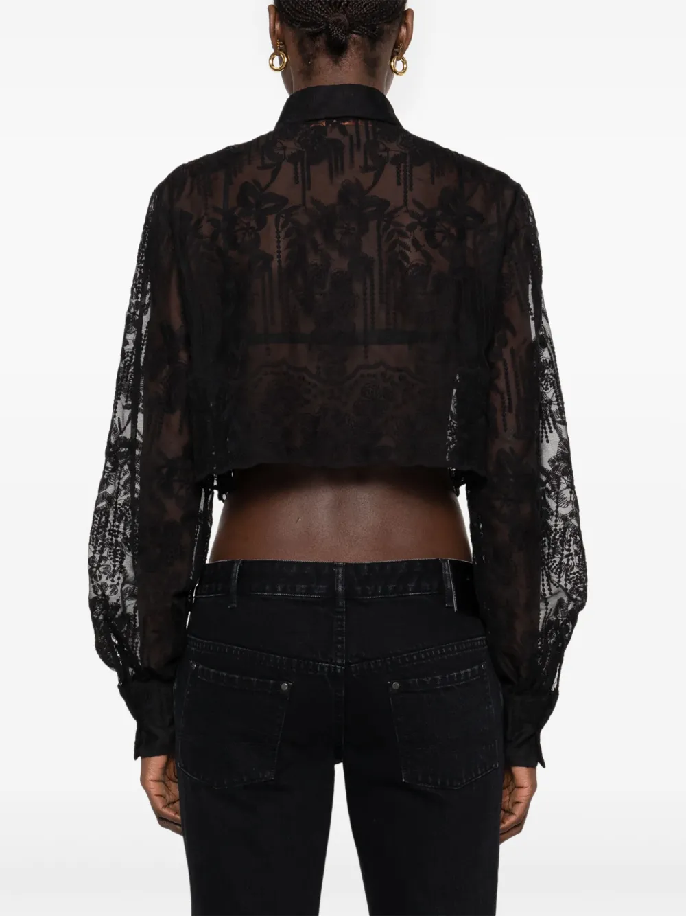 Ermanno Scervino Cropped blouse met borduurwerk Zwart