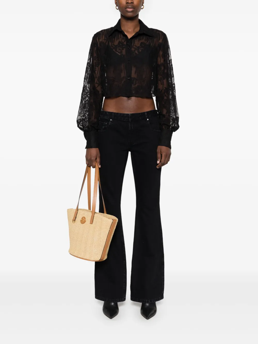 Ermanno Scervino Cropped blouse met borduurwerk - Zwart