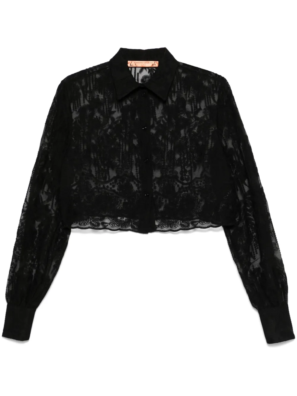 Ermanno Scervino Cropped blouse met borduurwerk Zwart