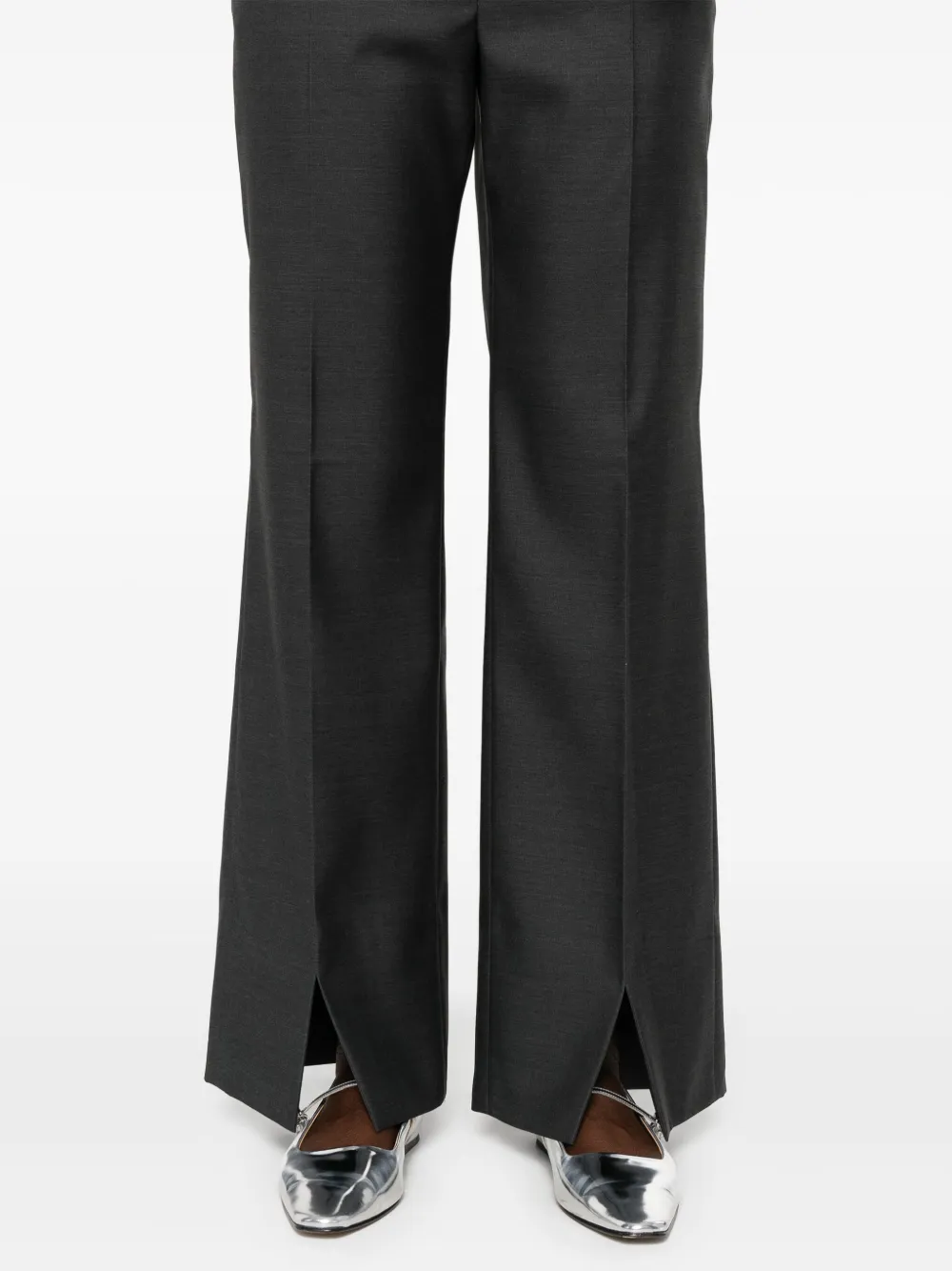 Gucci Straight broek met geborduurd logo Grijs