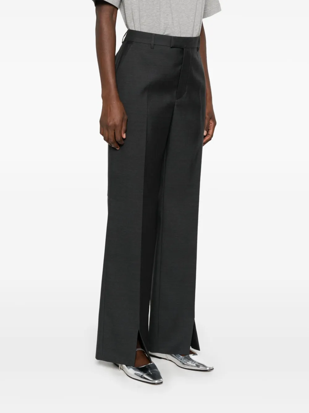 Gucci Straight broek met geborduurd logo Grijs