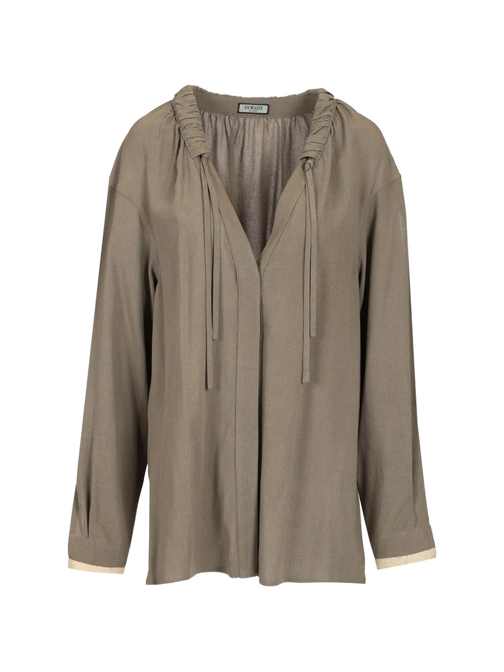 Durazzi Milano gathered-neck tie-fastening tunic - Marrone