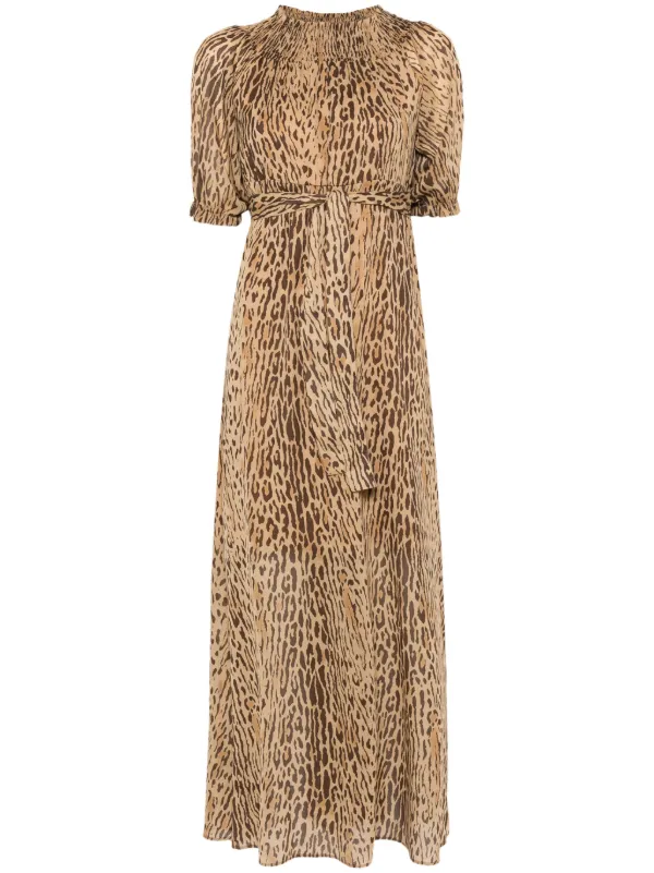 liu jo maxi dress Long printed satin dress colour white and brown