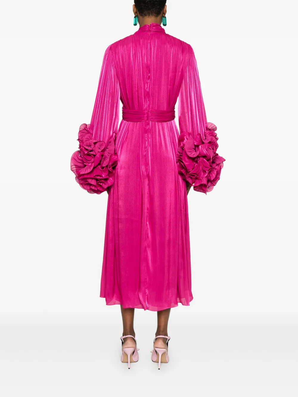 Costarellos Lurex Georgette midi-jurk Roze