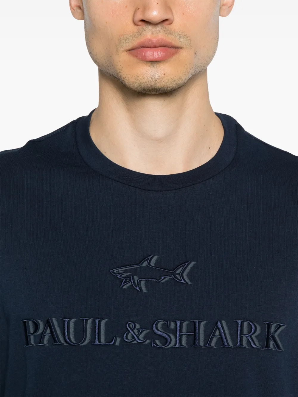 Paul & Shark T-shirt met geborduurd logo Blauw