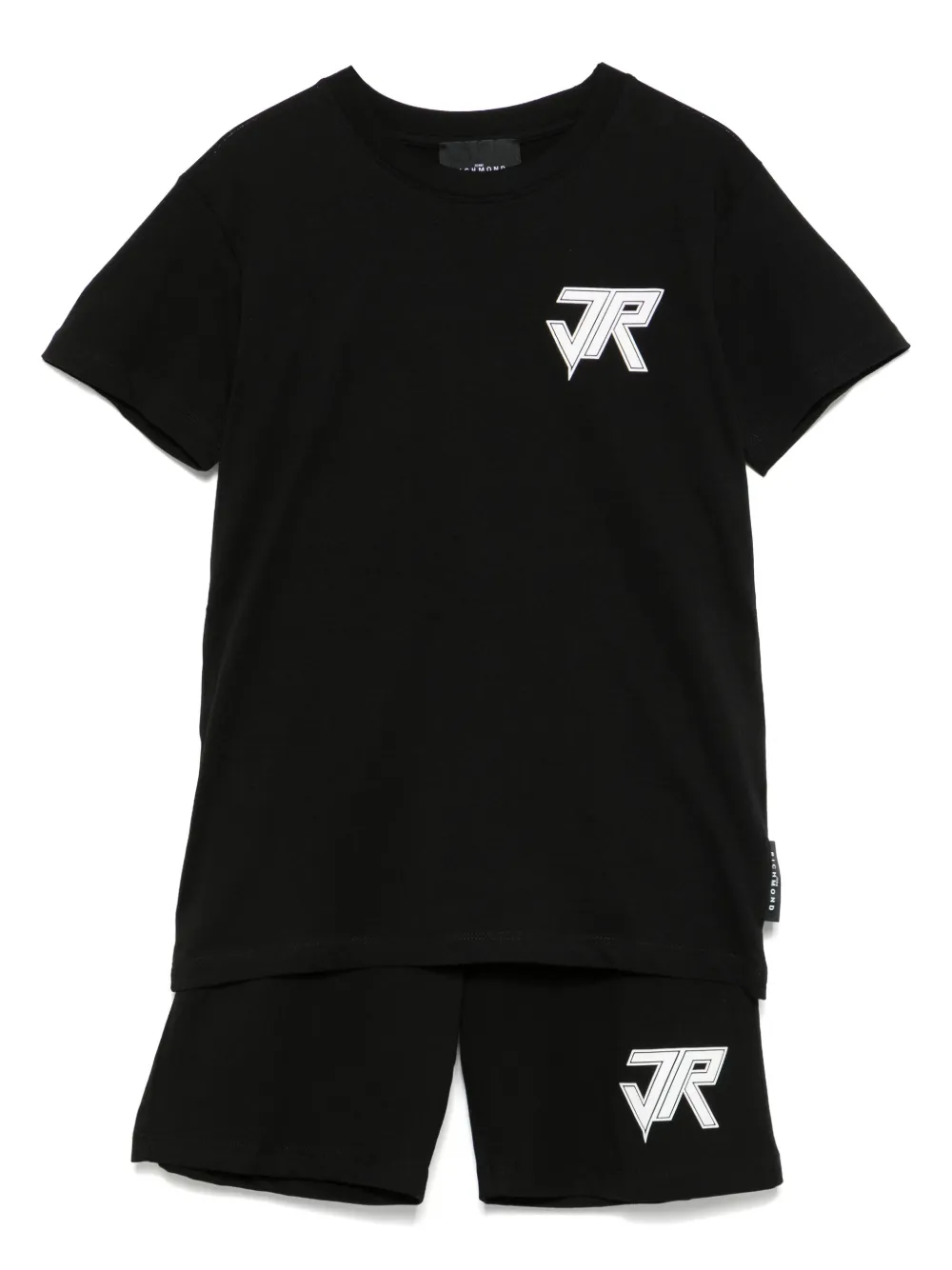 John Richmond Junior Top en shorts met logoprint Zwart