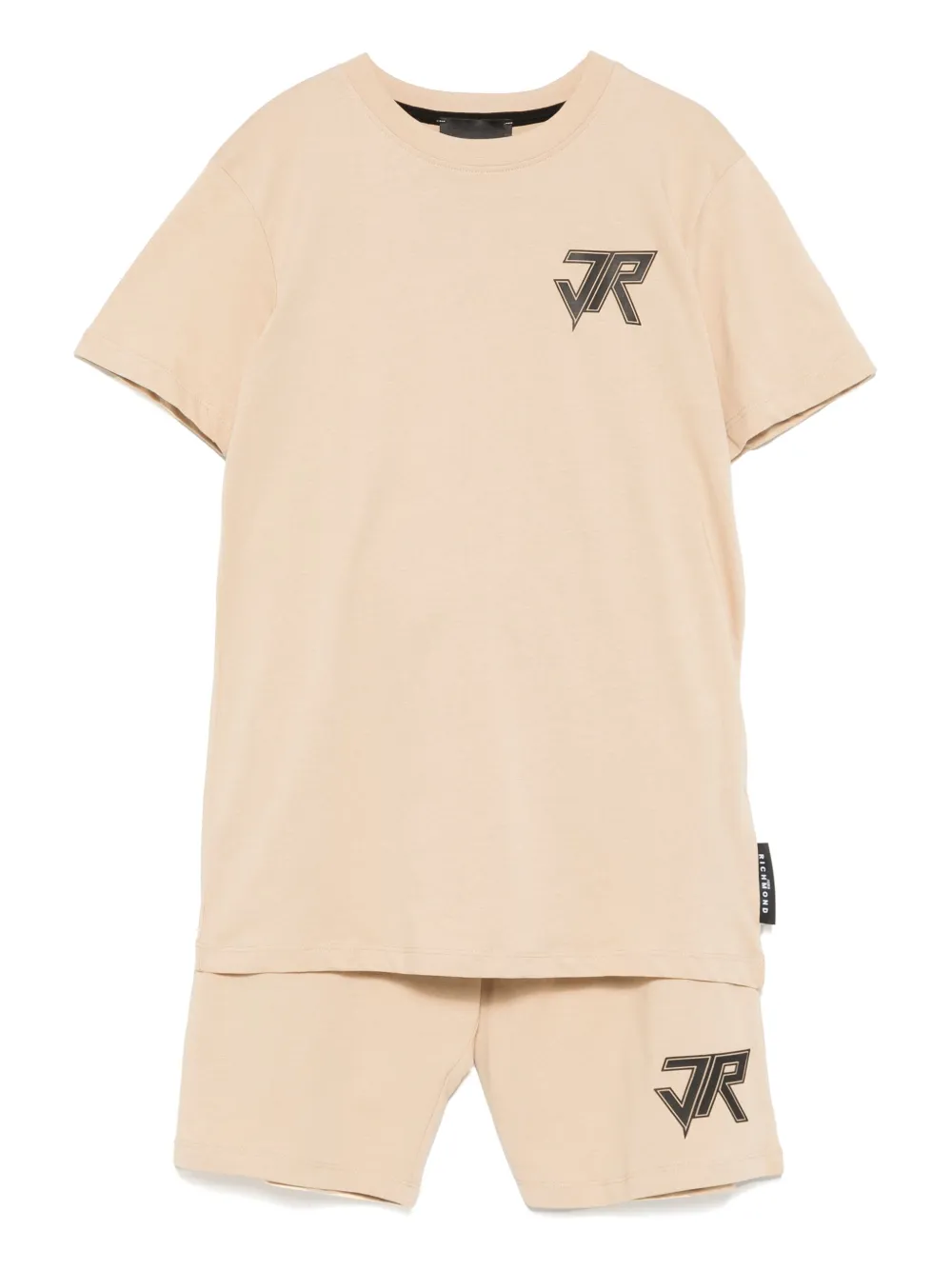 John Richmond Junior Top en shorts met logoprint Beige