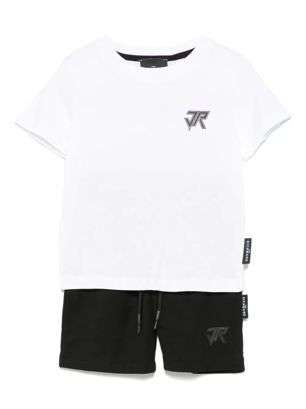 John Richmond Junior Top en shorts met logoprint Wit