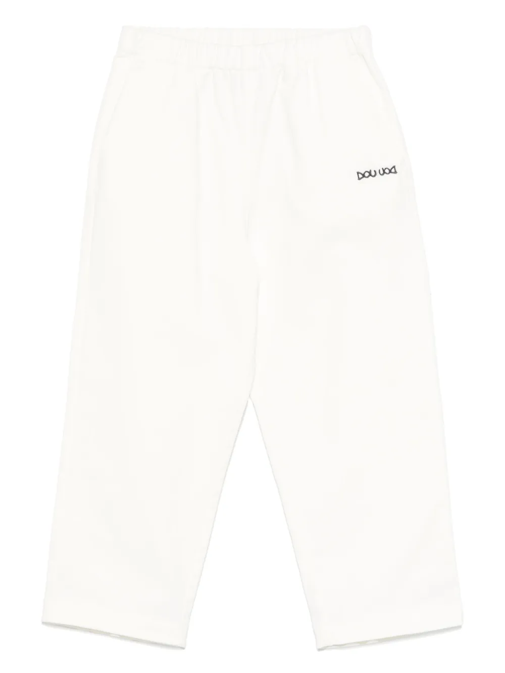Douuod Kids Broek met geborduurd logo Wit