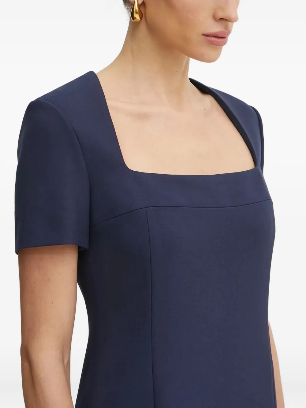 BOSS Mini-jurk met vierkante hals en korte mouwen Blauw