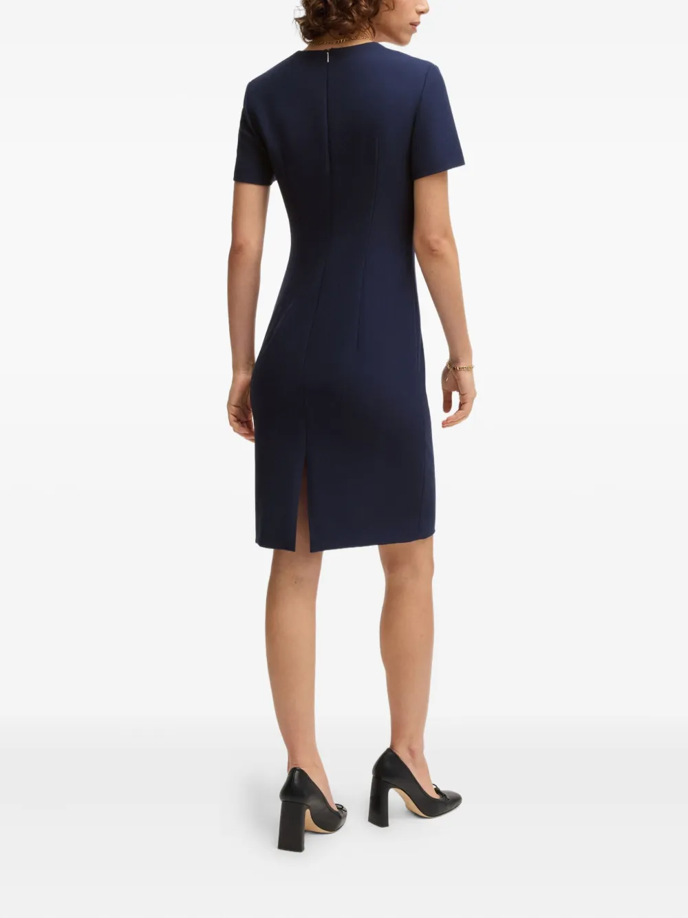 BOSS Mini-jurk met vierkante hals en korte mouwen Blauw
