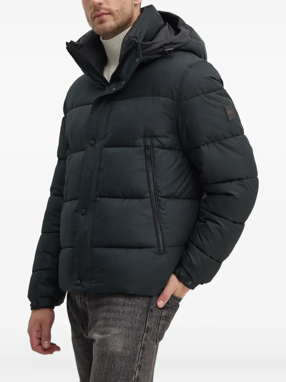 BOSS hooded quilted puffer jacket | Black | Image 1