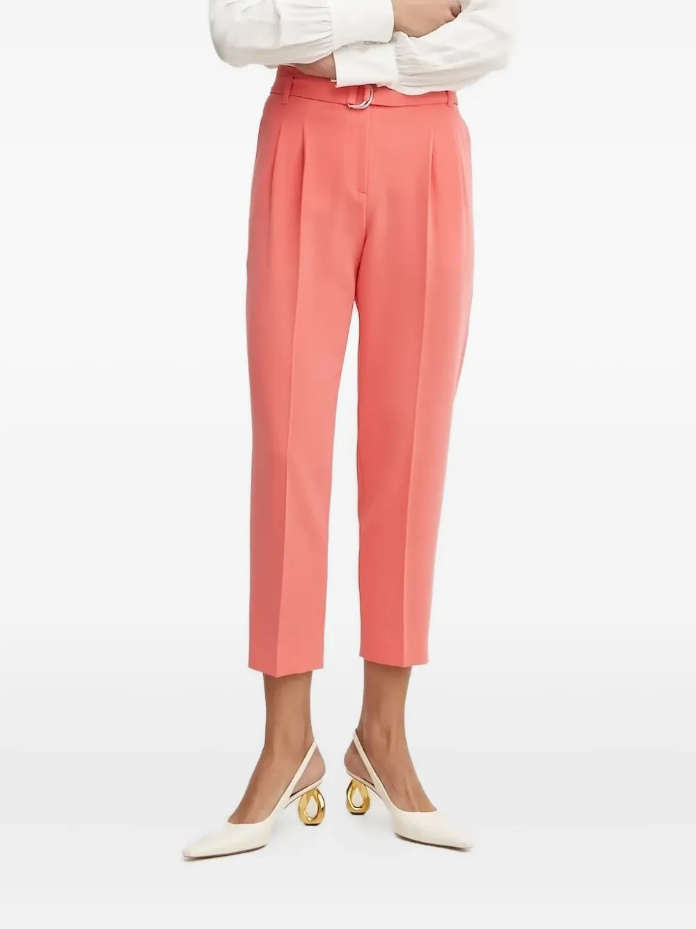 Hugo Boss Belted Pleated Trousers In Pink