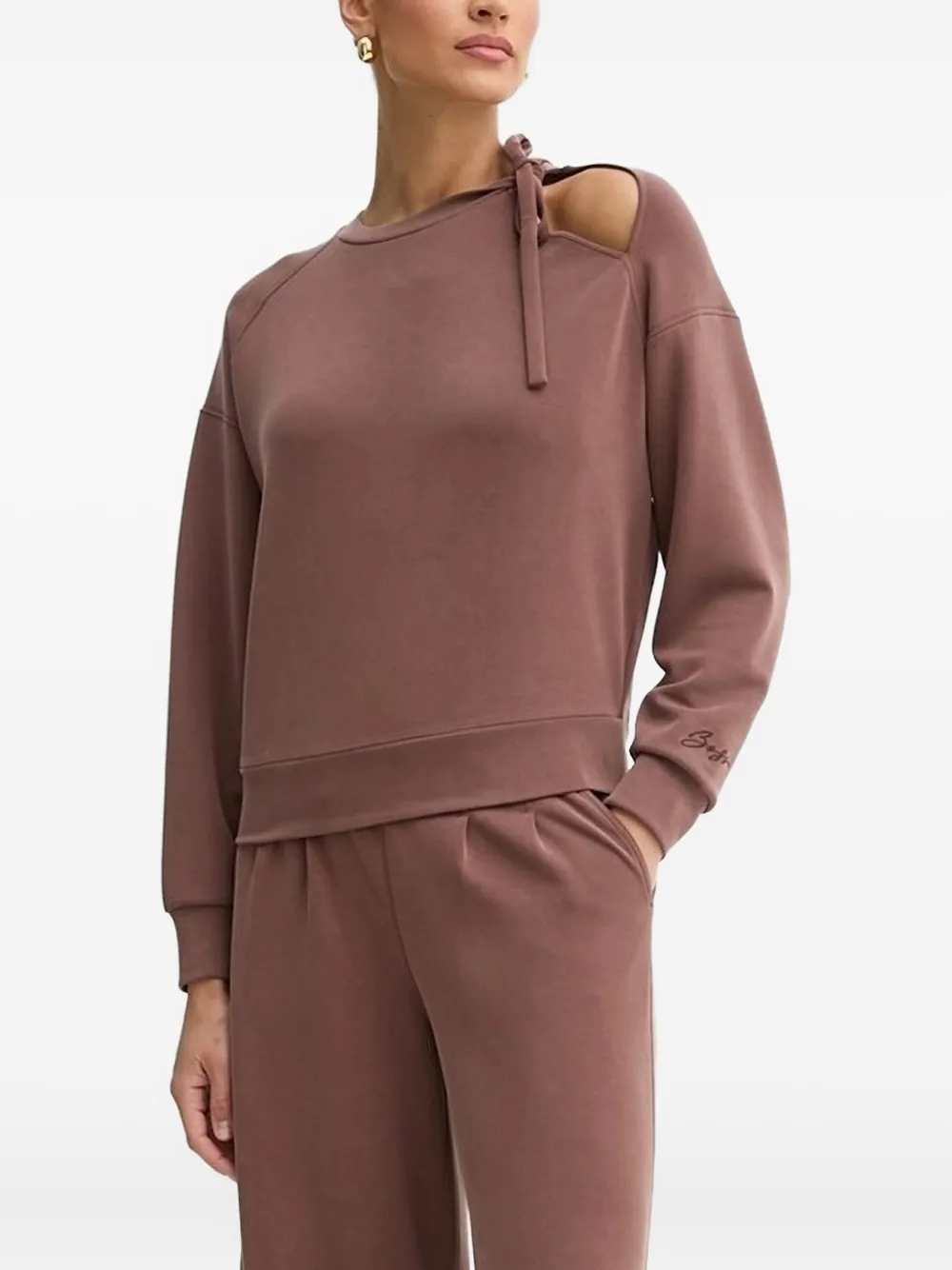 BOSS tie-detail cut-out sweater | Orange | Image 1