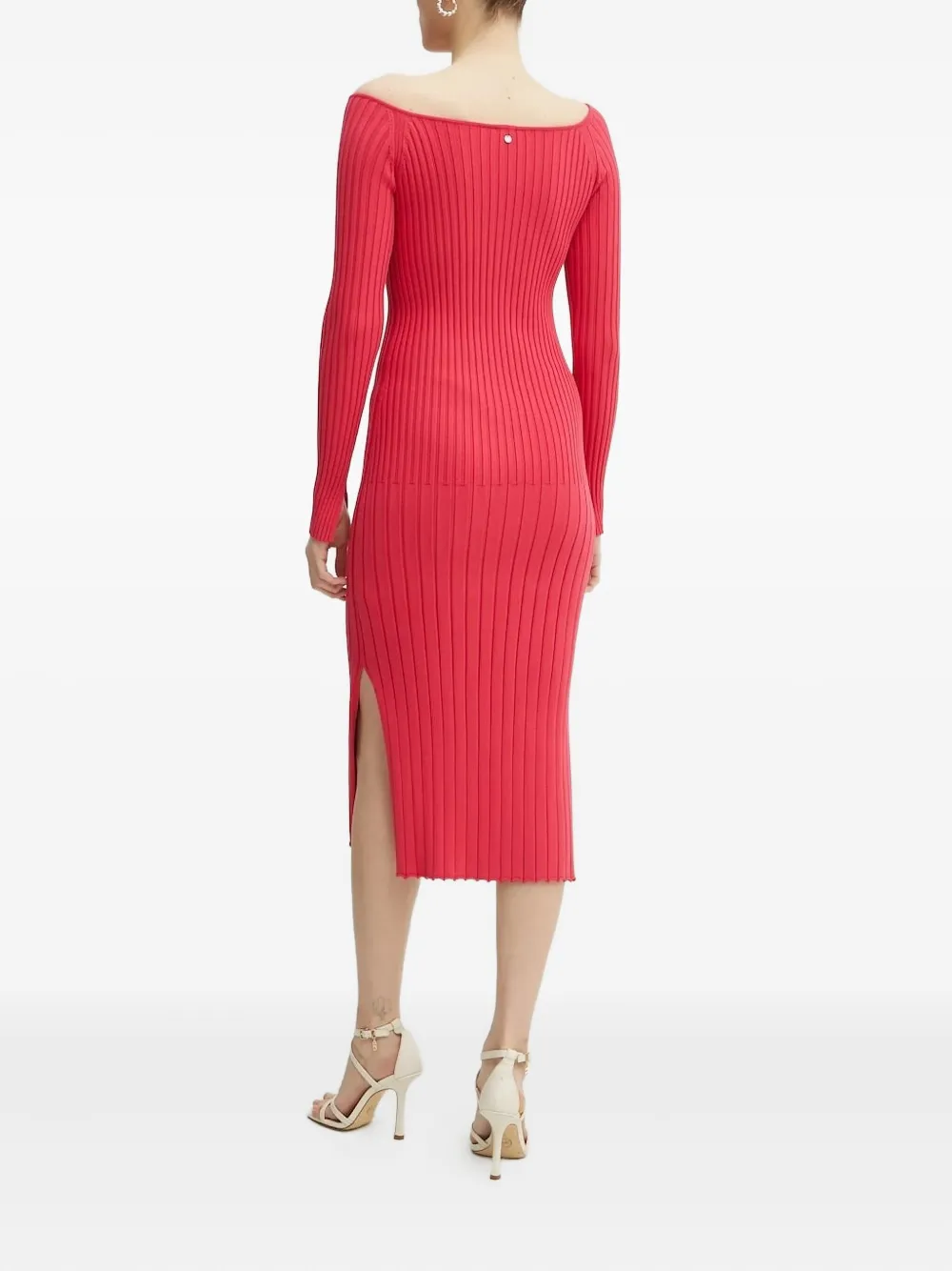 BOSS ribbed keyhole midi dress - Roze