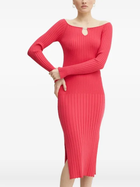 BOSS ribbed keyhole midi dress