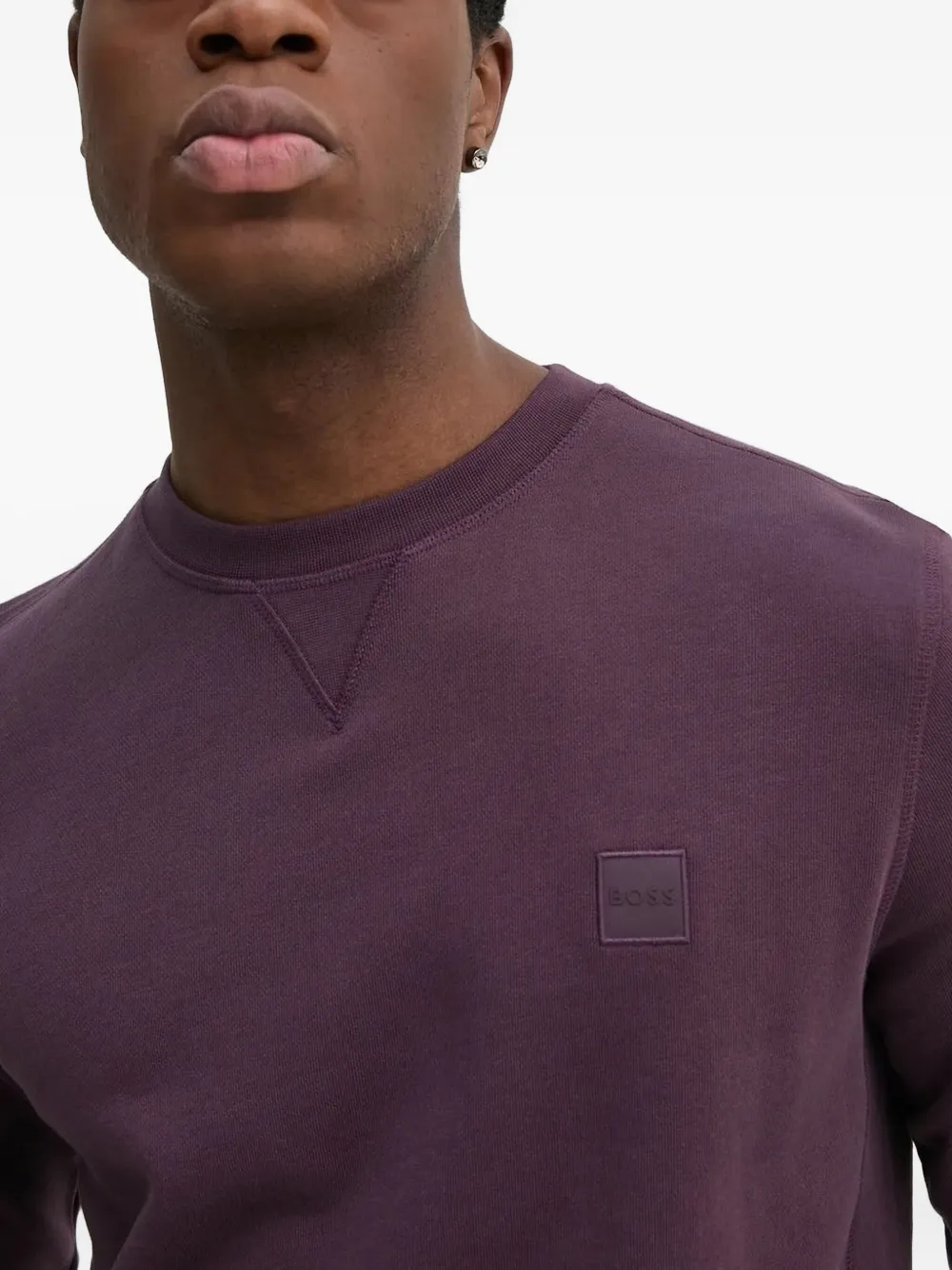 Hugo Boss Logo-patch Crew-neck Sweatshirt In Multi
