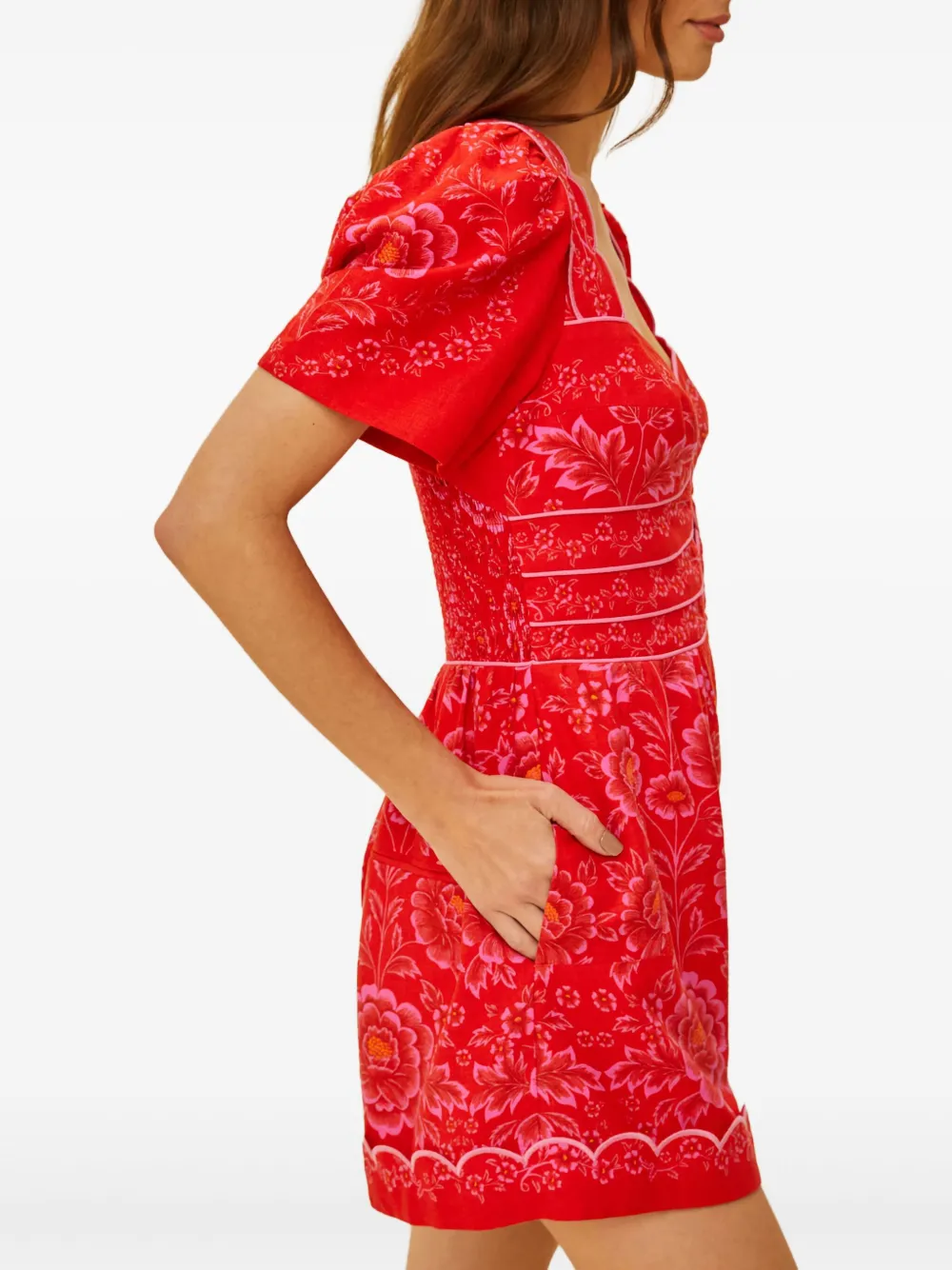 FARM Rio Jurk met bloemenprint Rood