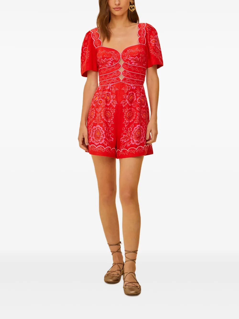 FARM Rio Jurk met bloemenprint Rood