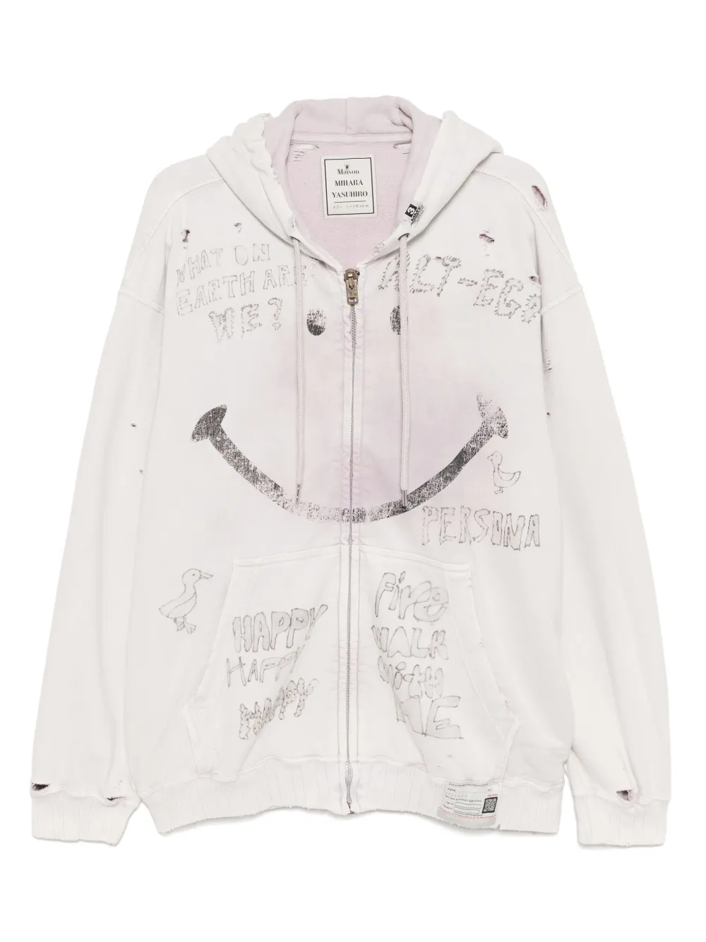 Maison MIHARA YASUHIRO hoodie con cierre y estampado Smily | rosado | Image 1