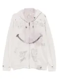 Maison MIHARA YASUHIRO bleached smily-face-print zip-up hoodie - Pink